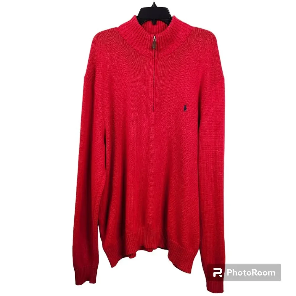 Polo by Ralph Lauren Mens Long Sleeve 1/4 Zip Mock Neck Pullover Size XXL